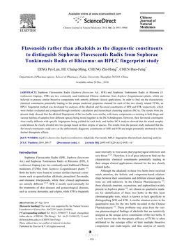Flavonoids Rather Than Alkaloids As the Diagnostic Constituents To