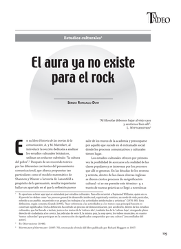 El Aura Ya No Existe Para El Rock