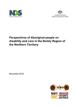 Perspectives of Aboriginal People on Disability and Care in the Barkly Region of the Northern Territory