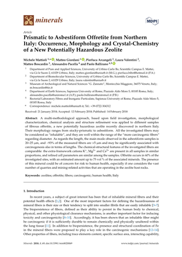 Prismatic to Asbestiform Offretite from Northern Italy: Occurrence, Morphology and Crystal-Chemistry of a New Potentially Hazardous Zeolite