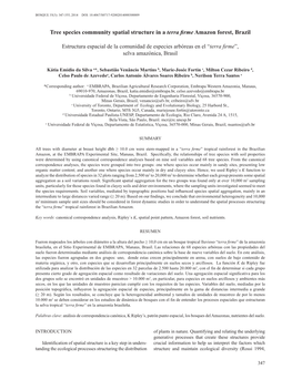 Tree Species Community Spatial Structure in a Terra Firme Amazon Forest, Brazil