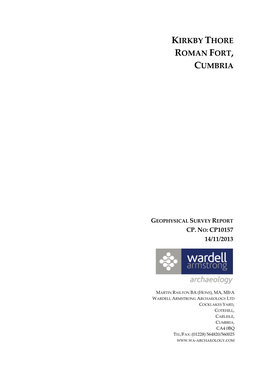 Kirkby Thore Roman Fort, Cumbria: Geophysical Survey Report © Waa Ltd Nov‐2013