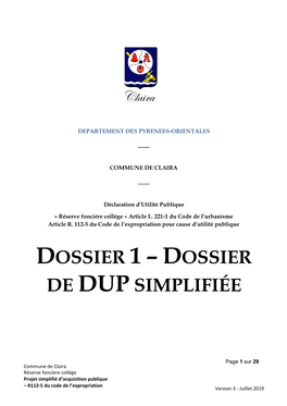 DOSSIER DUP COLLEGE CLAIRA.Pdf