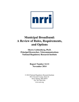 Municipal Broadband: a Review of Rules, Requirements, and Options