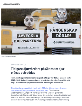 ​Tidigare Djurvårdare På Skansen: Djur Plågas Och Dödas