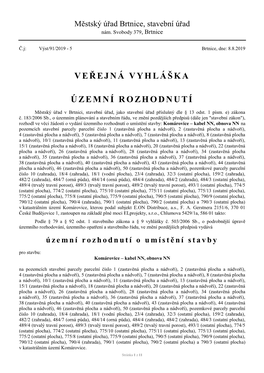 Veřejná Vyhláška Územní Rozhodnutí