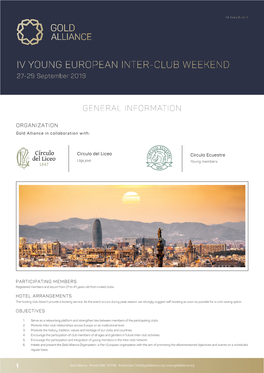 IV YOUNG EUROPEAN INTER-CLUB WEEKEND 27-29 September 2019