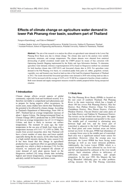 Climate Change on Agriculture Water Demand in Lower Pak Phanang River Basin, Southern Part of Thailand