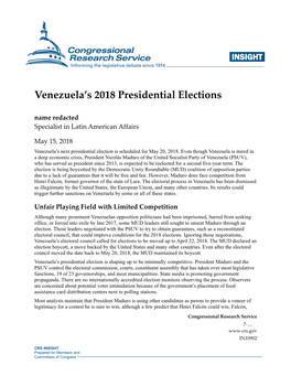 Venezuela's 2018 Presidential Elections