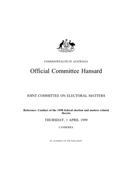 Official Committee Hansard