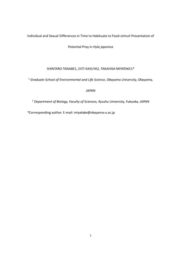 Individual and Sexual Differences in Time to Habituate to Food-Stimuli Presentation Of