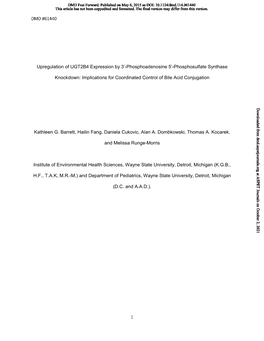 Upregulation of UGT2B4 Expression by 3'-Phosphoadenosine 5