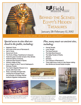 Egypt's Hidden Treasures January 28-February 12, 2012