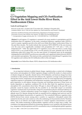 C3 Vegetation Mapping and CO2 Fertilization Effect in the Arid Lower Heihe River Basin, Northwestern China