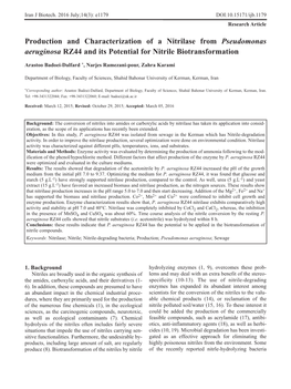 Production and Characterization of a Nitrilase from Pseudomonas Aeruginosa RZ44 and Its Potential for Nitrile Biotransformation