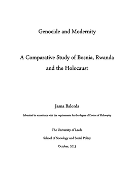 Genocide and Modernity a Comparative Study of Bosnia