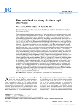 Fixed and Dilated: the History of a Classic Pupil Abnormality