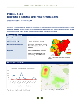 Plateau State Elections Scenarios and Recommendations