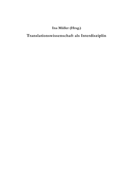 Translationswissenschaft Als Interdisziplin