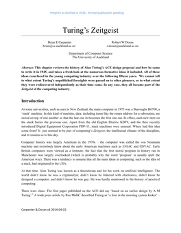 Turing's Zeitgeist