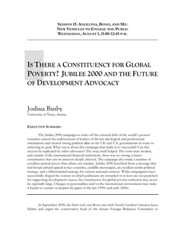 Is There a Constituency for Global Poverty? Jubilee 2000 and the Future of Development Advocacy