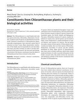 Constituents from Chloranthaceae Plants and Their Biological Activities