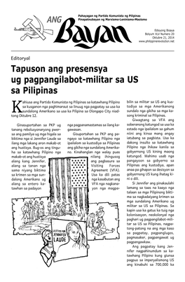 ANG Tapuson Ang Presensya Ug Pagpangilabot-Militar Sa US Sa