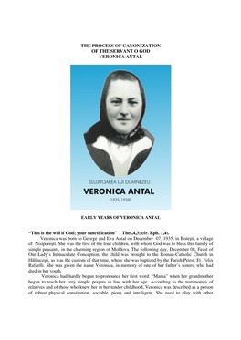 The Process of Canonization of the Servant O God Veronica Antal