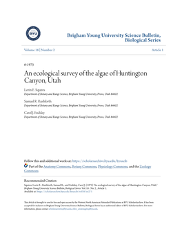 An Ecological Survey of the Algae of Huntington Canyon, Utah Lorin E