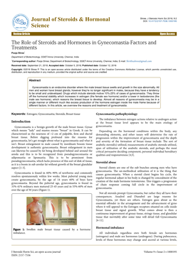 The Role of Steroids and Hormones in Gynecomastia-Factors And