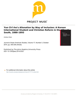Yun Chʼi-Hoʼs Alienation by Way of Inclusion
