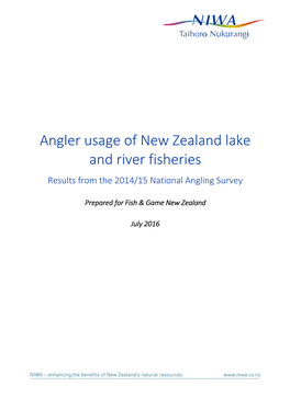 Angler Usage of New Zealand Lake and River Fisheries Results from the 2014/15 National Angling Survey