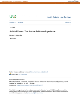 Judicial Values: the Justice Robinson Experience