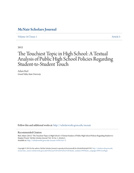 The Touchiest Topic in High School: a Textual Analysis of Public High School Policies Regarding Student-To-Student Touch