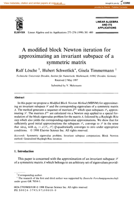 A Modified Block Newton Iteration for Approximating an Invariant Subspace of a Symmetric Matrix