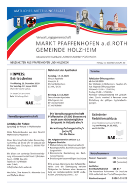 Markt Pfaffenhofen A.D.Roth Gemeinde Holzheim