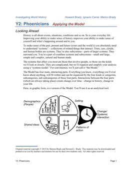 Y2: Phoenicians Applying the Model Looking Ahead History Is All About Events, Situations, Conditions and So On