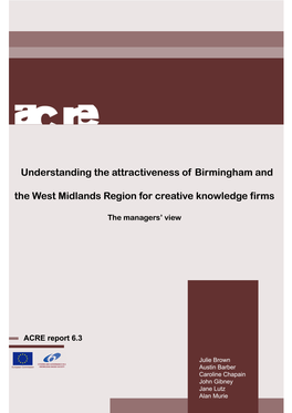 Understanding the Attractiveness of Birmingham and the West Midlands Region for Creative Knowledge Firms