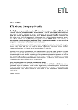 ETL Group Company Profile