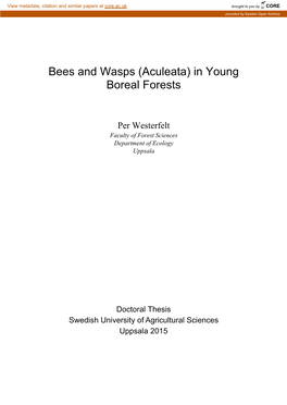 Bees and Wasps (Aculeata) in Young Boreal Forests