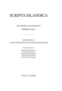 Scripta Islandica 64/2013