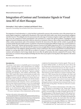 Integration of Contour and Terminator Signals in Visual Area MT of Alert Macaque