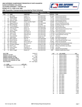 AMA Superbike Championship Presented by Parts Unlimited