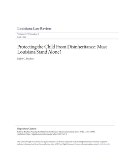 Protecting the Child from Disinheritance: Must Louisiana Stand Alone? Ralph C