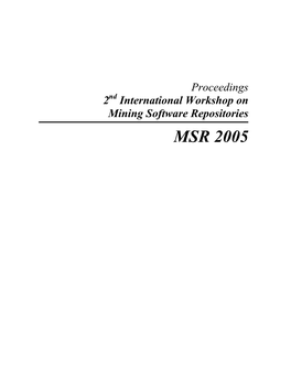 Program Committee MSR 2005