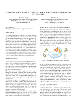 Communication Versus Computation: a Survey of Cloud Gaming Approaches