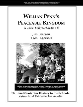 WILLIAN PENN's PEACEABLE KINGDOM a Unit of Study for Grades 5–8