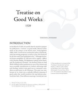 Treatise on Good Works 1520