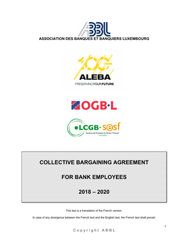 Collective Bargaining Agreement for Bank Employees 2018