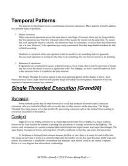 Temporal Patterns Single Threaded Execution [Grand98]